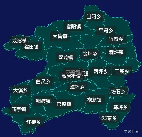 threejs重庆市巫山县地图3d地图label标签效果实例